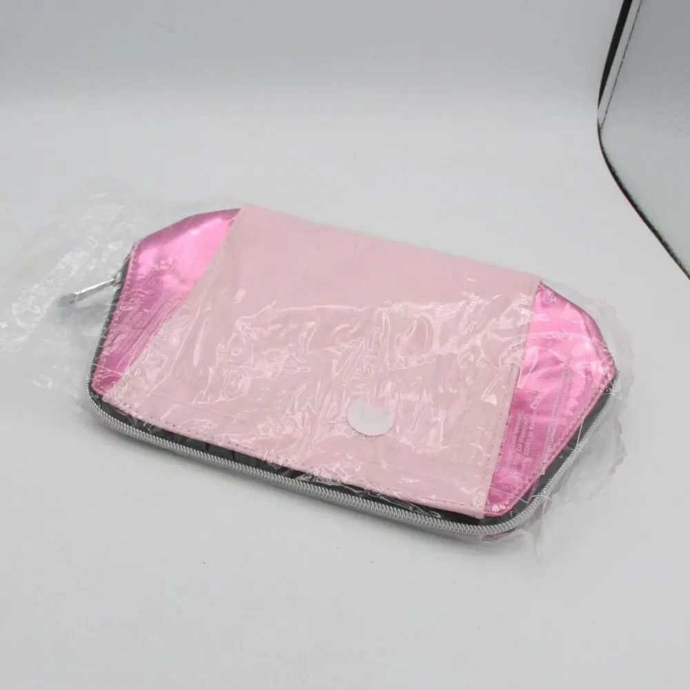 Mary Kay Cosmetic Make Up Bag Pouch Pink Zip Up Metallic Sparkle NEW Open bag